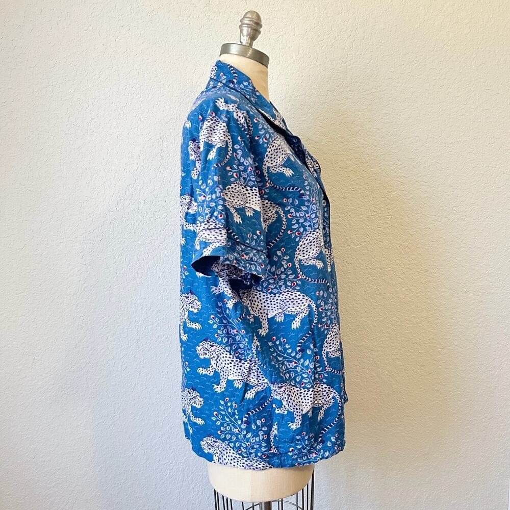 PRINT FRESH Bagheera Pajama Top Azure Blue Animal Print SS Sleep Shirt - Picture 4 of 9